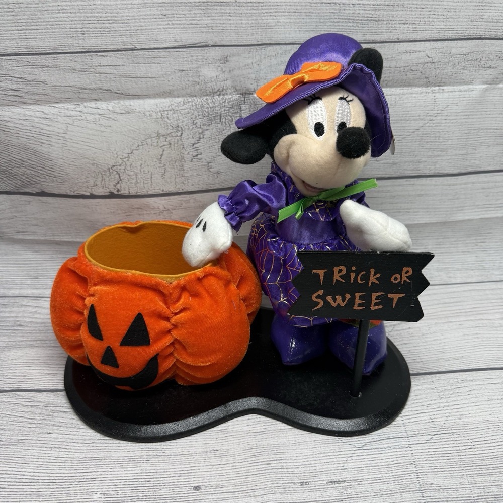 Disney Minnie Mouse Plush Witch Halloween Candy Dish Trick Or Sweet Kmart Vtg